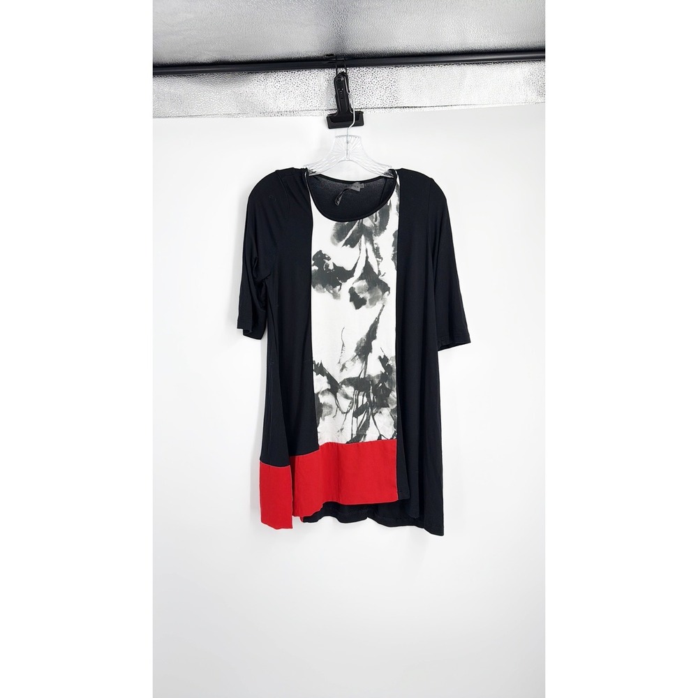 Maria Calderara Black Abstract Panel Tunic Top Made in Italy size Medium